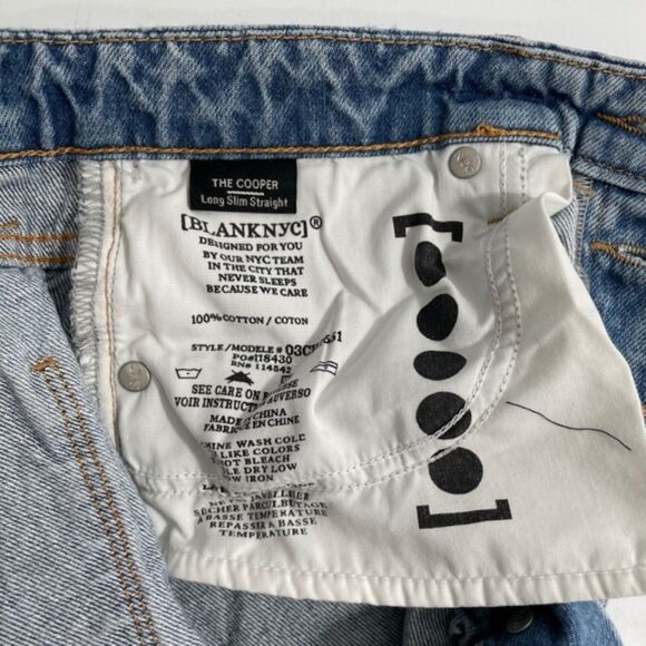 NWT Blank NYC The Cooper Slim Straight Jeans Size 28 Slit Leg Denim Button Fly - Picture 4 of 8